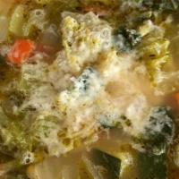 Minestrone (Gf) · Tomato based vegetable style soup.  Gluten Free!