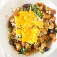 Greek Bowl · Grilled Tomatoes and spinach, Greek olives, and feta cheese over country potatoes with your ...