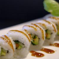 All About Veggie Roll · All about Cha's original sushi roll. Has avocado, cucumber, red onion, red bell-pepper, spin...