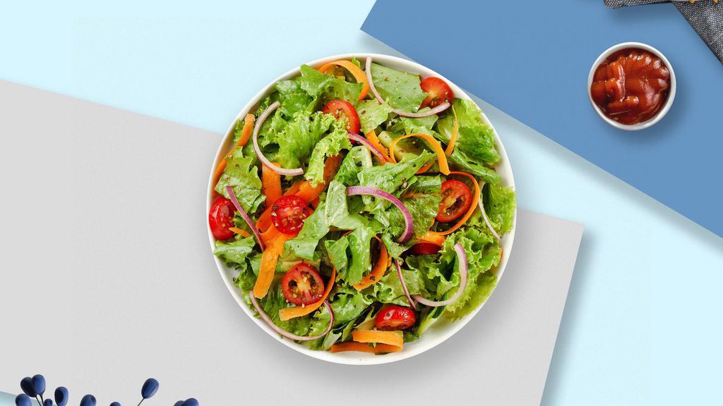 On The House Salad  · Lettuce, cherry tomatoes, and onion. Served with your choice of dressing.