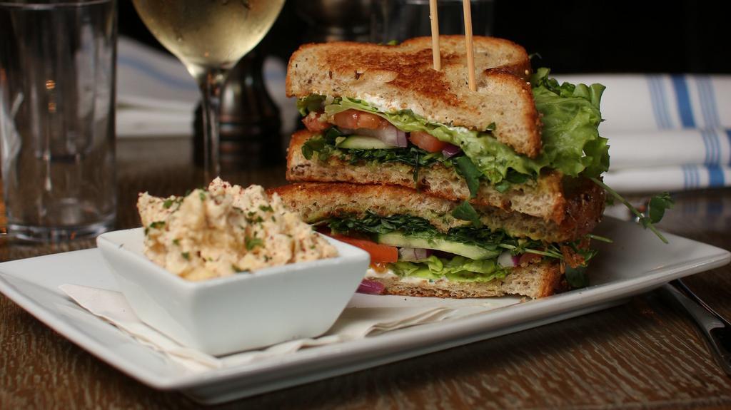 Garden Veggie Sandwich · goat cheese spread, ripe avocado, tomato & cucumber, fresh sprouts, multi-grain toast, potato salad side