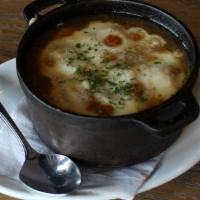 French Onion Soup · melted Gruyère, seasoned croutons