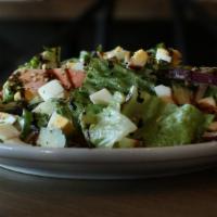 Chopped Green Leaf · carrots, radishes, cucumbers, red onions, chopped eggs & green olives, creamy horseradish dr...