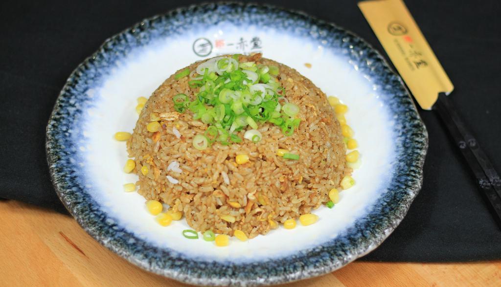 Fried Rice · Fried white rice, egg, green onion, corn, soy sauce.