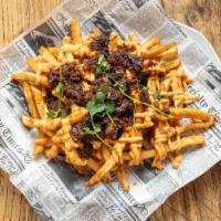 Asian Fries · Crispy French Fries Topped with Boneless Short Rib, Homemade Thai Sauce, Chipotle Mayo, and ...