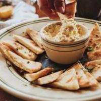 Artichoke Dip · Artichoke Hearts, Cream Cheese, Parmesan, and Pita Bread