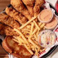 The Caniac Combo · Six Chicken Fingers, Crinkle-Cut Fries, Two Cane's Sauce, Texas Toast, Coleslaw, Large Drink...