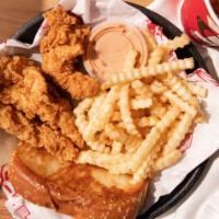 The 3 Finger Combo · Three Chicken Fingers, Crinkle-Cut Fries, One Cane's Sauce, Texas Toast, Regular Drink (22oz)