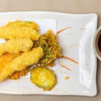 Tempura Shrimp Lunch Special · Three pieces of shrimp and mixed vegetables. Served with miso soup or ginger salad and steam...