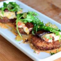 Southern Blt · Fried Green Tomatoes, Pimento Cheese,. Sweet Glazed Slab Bacon, Hot Pepper Jam, Pickled Wate...