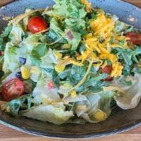 Southwest Salad · Arugula & House Chop Mix, Roasted Corn, Black Bean & Red Onion Salsa, . Tomatoes, Cilantro, ...