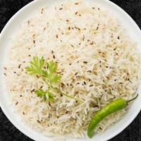 Cumin Spiced Rice   (Vegan) · Our long grain aromatic basmati rice, steamed to perfection with roasted cumin seeds.