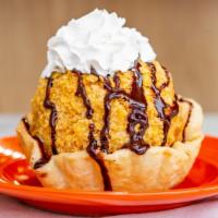 Fried Ice Cream · Crunchy coated ice cream. Flash fried, topped with honey or chocolate sauce. Garnished with ...