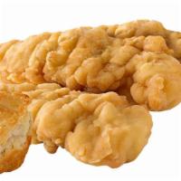 Tenders With Biscuit (3) · 3 Jumbo tenders with a biscuit and your choice of side.