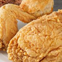Breast & Wing (2) · Tender white meat, biscuit and your choice of side.