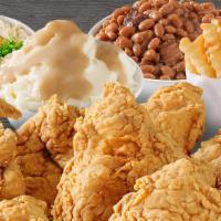 Chicken (16) Or Tenders 4 Large Sides · 16 pcs Chicken or Tenders and your choice of 4 large sides.