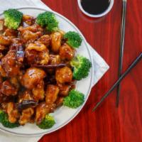 General Tso'S Chicken · Chunks of  battered chicken deep fried then smothered in spicy General T'so sauce and roaste...