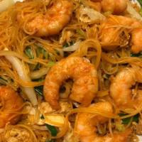 Shrimp Noodle · Shrimps and scrambled  egg stir fried with fresh mix vegetables, onions and thin rice noodle...