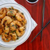 Jumbo Shrimp · 15  jumbo shrimps sautéed with egg and green onion. *delicious*.