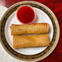 Spring Rolls (2) · 2 savory rolls stuffed with shredded vegetables, pork and shrimp  wrapped in a thin shell th...