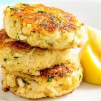 Crab Cakes · A mix of lump crab meat blended with a special mix of seasonings served with Spicy Aioli on ...