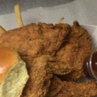 ½ Chicken · 1 wing, 1 thigh, 1 leg, 1 breast with fries