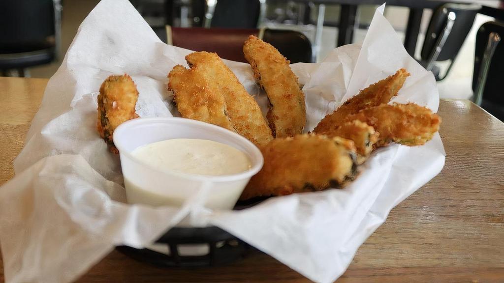 Crispy Fried Pickles · Served with ranch dressing