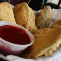 Goat Cheese + Jalapeno Poppers · Served with raspberry chipotle sauce