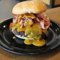 Undead Guy Bbq Burger · Cheddar cheese, pulled BBQ bacon, bacon, honey mustard BBQ sauce, mayo
