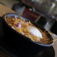 Cup Chili · Topped with cheddar cheese, sour cream, onion