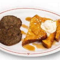 French Toast & Meat Breakfast · Served with bacon, sausage, . ham or turkey sausage.