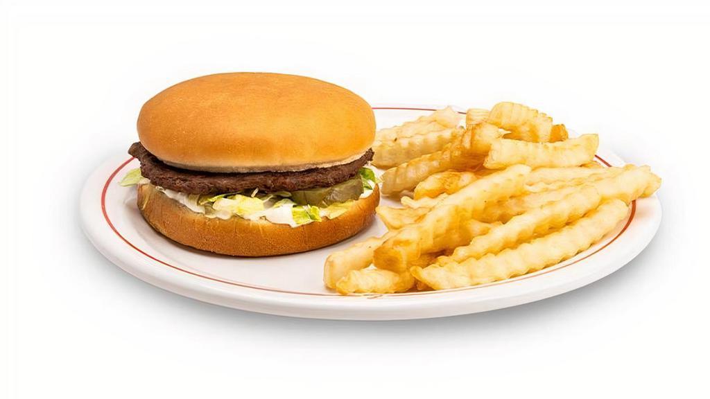 Cheeseburger Or Hamburger · Cheeseburger Or Hamburger. Includes a choice of Mini Soft Drink or Small Milk.