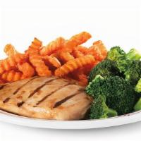 Grilled Chicken Breast Dinner · Skinless chicken breast lightly seasoned in marinade . and grilled. Served with two classic ...