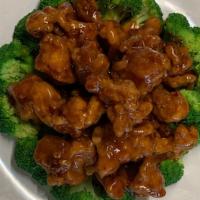 General Tso'S Chicken · Hot and spicy. Chunk of chicken breaded and deep-fried in an amazing sweet spicy sauce bedde...