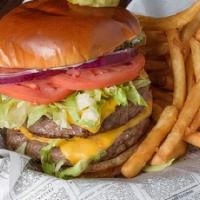 Big Boy Burger · Two of our signature patties with American cheese, lettuce, tomato, onions, pickles, and may...
