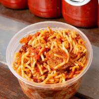 Spaghedough Or Veggidough · Spaghetti made with ground turkey and Italian turkey sausage; VEGGIDOUGH is vegetarian spagh...