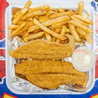 Small Catfish Fillet · 1 piece of Catfish Filet, fries and coleslaw