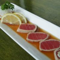 Tuna Tataki · Rare tuna seared & served with ponzu sauce.