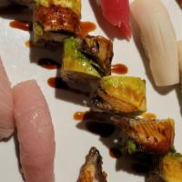 Kooma Sushi Special · 2 pieces each: tuna, yellowtail, eel, striped bass, salmon &a kooma roll.
