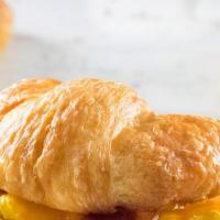 Blue Collar Breakfast Sandwich · Bacon, egg and cheese served on a croissant