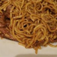 Chicken Lo Mein · Soft noodles with stir-fried meat with mixed Chinese vegetables