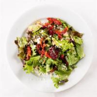 Balsamic Salad · Mixed greens, pine nuts, sun-dried tomatoes, gorgonzola cheese, balsamic dressing.