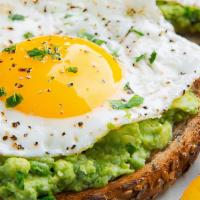 Avocado Toast · Wheat toast topped with avocados, sun dried tomato, egg whites ,and spinach. ( Includes a  s...