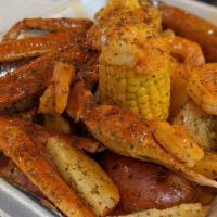 Krab & Shrimp Catch · 4 Snow Krab Legs (avg. 7oz- 1/2 lb), 6 Jumbo Shrimp, Wedge potatoes + Your choice of 2 of th...