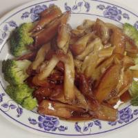 Bourbon Chicken 棒棒鸡 · Grilled chicken with homemade sauce and broccoli. With white rice. With brown rice 2.00 extr...
