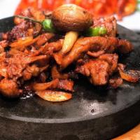 Pork Bulgogi · Thinly sliced pork shoulder, marinated in sweet&spicy sauce, then grilled with mushrooms, on...