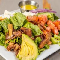 Bleu Blt Salad · Bleu cheese, bacon, tomato and onion tossed in homemade honey mustard, topped with avocado a...