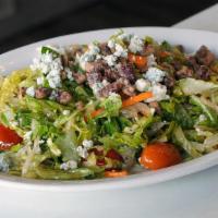 Chopped Romaine Salad · Gluten- free. Romaine Hearts, Gorgonzola Crumbles, Tomatoes, Basil, Candied Pecans, Balsamic...