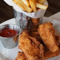 Chicken Tenders & Fries · 1/2 Pound of Fried Chicken Breast Tenders served with French fries.