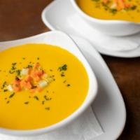 Sweet Carrot Soup · chive creme fraiche